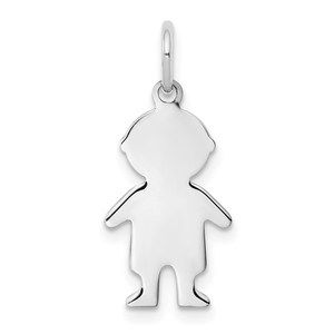 Million Charms Sterling Silver Rhod-plated Eng. Boy Front/Satin Back Disc Charm